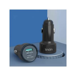 Ładowarka samochodowa VIDVIE CC518C 1xUSB + 1xType C + kabel iPhone 3A, PD20W+QC18W czarny