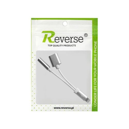 Adapter REVERSE iPhone/Jack 3.5mm + iPhone biały
