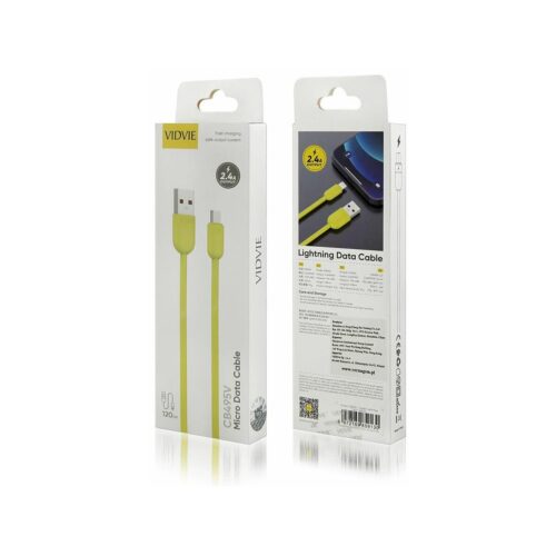 Kabel VIDVIE CB495 USB/Micro 2.4A, 1.2m żółty