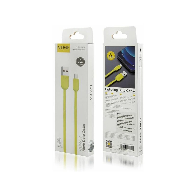 Kabel VIDVIE CB495 USB/Micro 2.4A, 1.2m żółty